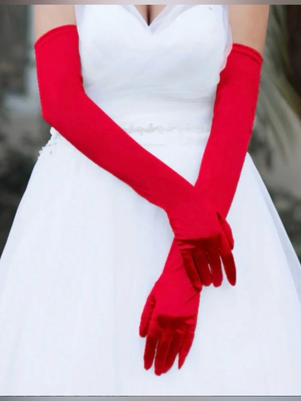 Red Opera length gloves (NEW): Prom, Gatsby, Goth, BDSM, Halloween Vampire Ball